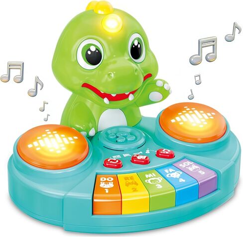 Dinosaur Baby Piano Toy with Animal Sounds, Light Up Educational Keyboard, Interactive Musical Toys for Babies 6-12 Months and Toddlers in Kuwait