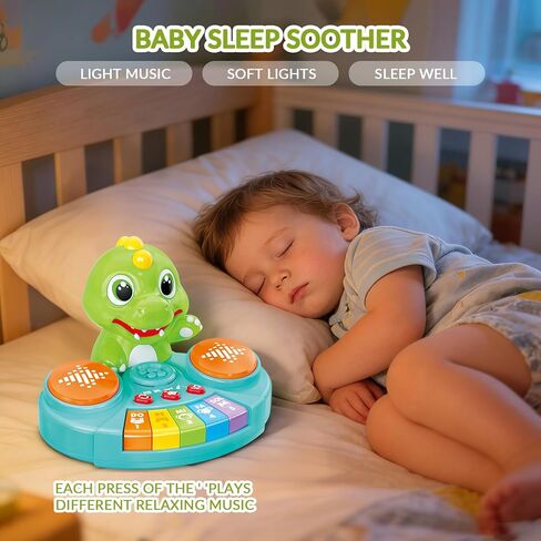Dinosaur Baby Piano Toy with Animal Sounds, Light Up Educational Keyboard, Interactive Musical Toys for Babies 6-12 Months and Toddlers in Kuwait