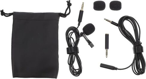 TEHAUX Professional Clip-on Lavalier Microphone for Phone and Camera, Noise Cancelling Wired Lapel Mic, Portable Interview and Live Broadcast Recording Black in Kuwait