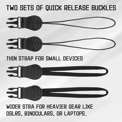 1 Pcs Adjustable Shoulder Strap with Pad and 2 Sets of Quick Release Buckles, Nylon Replacement Strap for Camera, Tablet, iPad, Laptop, Binocular, Luggage Bag (39.4-63 Inch, Black) in Kuwait