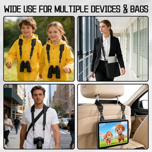1 Pcs Adjustable Shoulder Strap with Pad and 2 Sets of Quick Release Buckles, Nylon Replacement Strap for Camera, Tablet, iPad, Laptop, Binocular, Luggage Bag (39.4-63 Inch, Black) in Kuwait