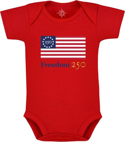 ملابس التريكو الإبداعية الرسمية Freedom America 250 Patriotic Logo بدلة للرضع من القطن الفاخر، للجنسين (0-12 شهرًا) in Kuwait
