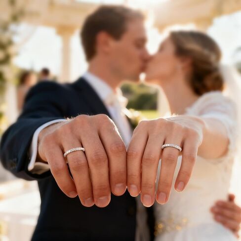 Moissanite Ring Wedding Bands for Women, Solid S925 Sterling Silver Eternity Rings Stackable Engagement Ring Set - D Color VVS1 Moissanite Jewelry - Birthday Mother’s Day Anniversary Christmas Gifts in Saudi Arabia