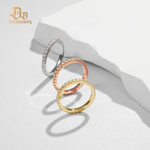 Moissanite Ring Wedding Bands for Women, Solid S925 Sterling Silver Eternity Rings Stackable Engagement Ring Set - D Color VVS1 Moissanite Jewelry - Birthday Mother’s Day Anniversary Christmas Gifts in Saudi Arabia