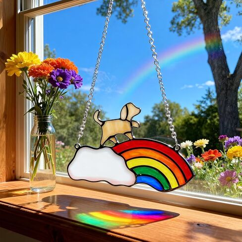 Colorful Acrylic Suncatcher, Pet Memorial Suncatcher for Hanging Window Decor, Crescent Moon Rainbow Maker Wall Art, Pet Sympathy Gift & Garden Ornament Indoor Outdoor Use (Colorful-3) in Saudi Arabia