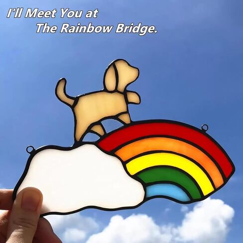 Colorful Acrylic Suncatcher, Pet Memorial Suncatcher for Hanging Window Decor, Crescent Moon Rainbow Maker Wall Art, Pet Sympathy Gift & Garden Ornament Indoor Outdoor Use (Colorful-3) in Saudi Arabia