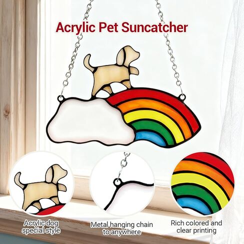 Colorful Acrylic Suncatcher, Pet Memorial Suncatcher for Hanging Window Decor, Crescent Moon Rainbow Maker Wall Art, Pet Sympathy Gift & Garden Ornament Indoor Outdoor Use (Colorful-3) in Saudi Arabia