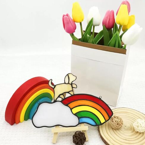 Colorful Acrylic Suncatcher, Pet Memorial Suncatcher for Hanging Window Decor, Crescent Moon Rainbow Maker Wall Art, Pet Sympathy Gift & Garden Ornament Indoor Outdoor Use (Colorful-3) in Saudi Arabia