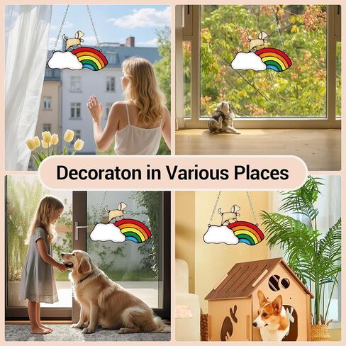 Colorful Acrylic Suncatcher, Pet Memorial Suncatcher for Hanging Window Decor, Crescent Moon Rainbow Maker Wall Art, Pet Sympathy Gift & Garden Ornament Indoor Outdoor Use (Colorful-3) in Saudi Arabia