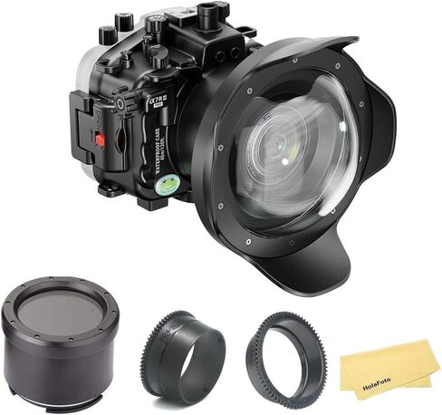 غطاء Searogs تحت الماء لهاتف Sony A7iii A7riii مع طقم منفذ قبة WA005F [40 م/130 قدم] جراب مقاوم للماء مع قبة 6 بوصة لهاتف Sony A7r3 A7m3+ 16-35 مم F4/ 28-70 مم F3.5-5.6 in Kuwait