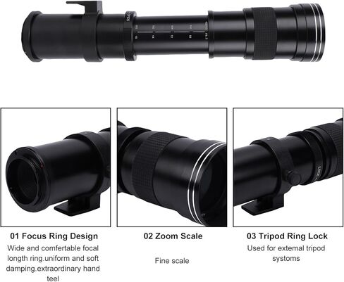 Andoer 420-800mm F8.3-16 عدسات تكبير يدوية RF Mount لكاميرات RP R3 R5 R5 C R6 R6 Mark II R7 R8 R10 R50 R100 SLR in Kuwait