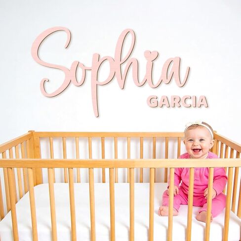 Personalized Wooden Name Sign for Nursery, Nombres Personalizados para DecorarWall, Custom Baby Letters Sign for Kids Room Decor, Personalized Baby Gifts for Girls&Boys (Pink) in Kuwait