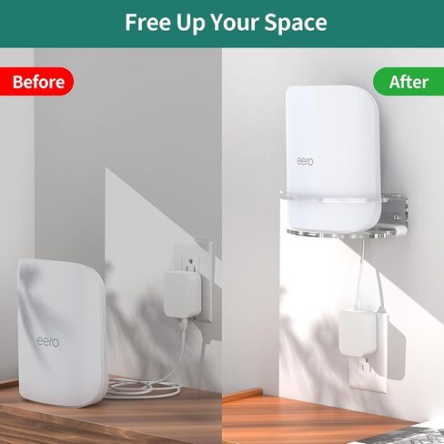 حامل حائط HomeMount مصنوع لهاتف eero Pro 7 - آمن ومستقر مع تصميم الدرابزين، متوافق مع eero Pro 7، مادة أكريليك متينة، سهل التركيب (قطعة واحدة) in Kuwait