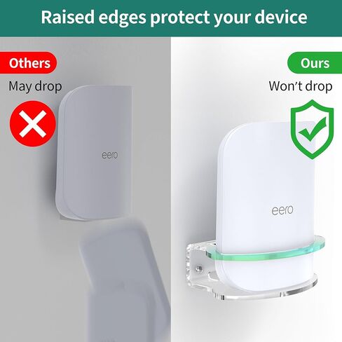 حامل حائط HomeMount مصنوع لهاتف eero Pro 7 - آمن ومستقر مع تصميم الدرابزين، متوافق مع eero Pro 7، مادة أكريليك متينة، سهل التركيب (قطعة واحدة) in Kuwait