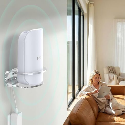 حامل حائط HomeMount مصنوع لهاتف eero Pro 7 - آمن ومستقر مع تصميم الدرابزين، متوافق مع eero Pro 7، مادة أكريليك متينة، سهل التركيب (قطعة واحدة) in Kuwait