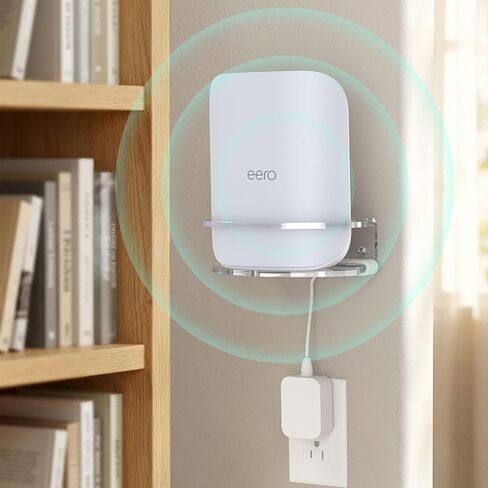 حامل حائط HomeMount مصنوع لهاتف eero Pro 7 - آمن ومستقر مع تصميم الدرابزين، متوافق مع eero Pro 7، مادة أكريليك متينة، سهل التركيب (قطعة واحدة) in Kuwait