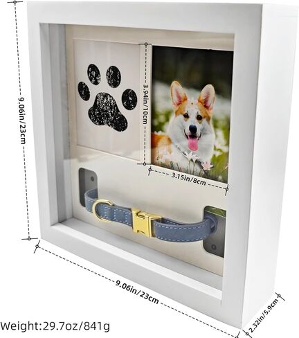 Pet Memorial Picture Frame, Pet Paw Print Impression Kit, Remembrance for Dogs & Cats-Shadow Box with Collar-Loss of Dog Bereavement Gift, 2 Customizable Displays, 9x9 Memorial Gift for Pet (Black) in Saudi Arabia