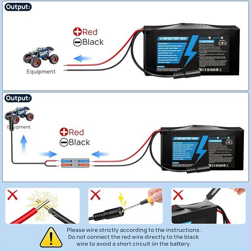 24V 10Ah Lithium Battery with LED Battery Indicator, 24V Rechargeable Battery with 29.4V 2A Charger, Cable Connector for DIY Projects, Boombox, Kids Ride On Cars in Saudi Arabia