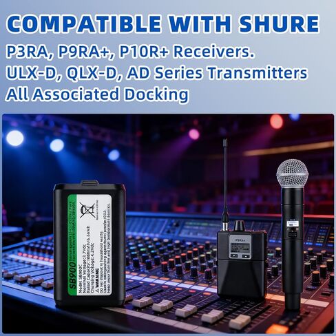 SAPBJ Upgraded 1800mAh Replacement Battery for Shure SB900B SB900A SB900B SB900, Compatible with Shure P3RA, P9RA+, P10R+ Receivers, ULX-D, QLX-D, AD Series Transmitters, All Associated Docking, etc. in Kuwait