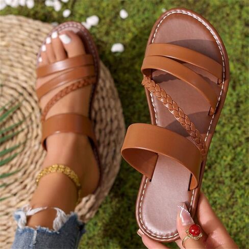Flat Sandals for Women Summer Dressy Sandals Shoes Comfortable Open Toe Slides Slippers Casual Vacation Beach Slipper Shoes in Saudi Arabia