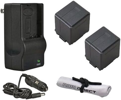 High Capacity Intelligent Lithium Ion Replacement Batteries Compatible with Panasonic VW-VBG260(PP) - 2 Batteries (3000Mah) + AC/DC Rapid Travel Charger in Kuwait