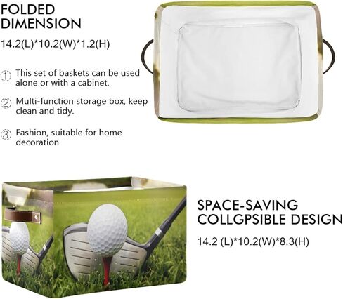 Sport Golf Ball Theme Storage Basket Bins, Decorative Baskets Storage Box Collapsible Storage Cubes Organizer with Handles for Nursery Shelf Closet Office Home Bedroom, 1 Pack in Kuwait