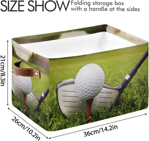 Sport Golf Ball Theme Storage Basket Bins, Decorative Baskets Storage Box Collapsible Storage Cubes Organizer with Handles for Nursery Shelf Closet Office Home Bedroom, 1 Pack in Kuwait