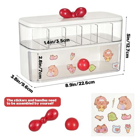 Rainme Hair Accessories Organizer for Girls, Clear Plastic Hair Bow Tie Clip Scrunchie Holder Organizer with Dividers Multi Purpose Storage Box Women Vanity Accessories for Caddy Box Bathroom Bedroom in Kuwait
