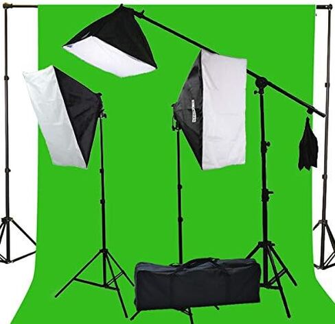 2400 Watt Photography Studio Video Light Lighting 10x20 Green Screen Background Stands Case Kits by ePhotoInc H9004SB2-1020G in Kuwait