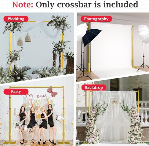 EMART 4ft-10ft Pipe and Drape Adjustable Crossbar for Backdrop Stand, Background & Curtain and Wedding Decor -Gold in Kuwait