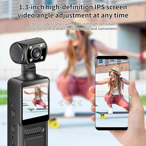 Body Camera with Audio and Video Recording, Mini Wearable Body Worn Cam Sports & Action Video Cameras with 64G Card. in Kuwait