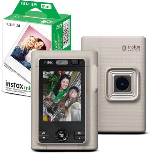 Fujifilm Instax Mini LiPlay+ Hybrid Camera Printer (Sand Beige) with Twin Film Pack (20 Exposures) in Kuwait