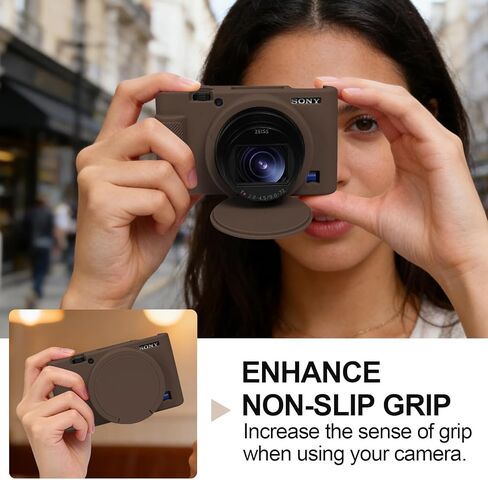 حافظة كاميرا لكاميرا Sony RX100 VII VI V IV III الرقمية، غطاء واقٍ من السيليكون الناعم مع غطاء عدسة قابل للإزالة، ملحقات كاميرا مقاومة للخدش (بني) in Kuwait