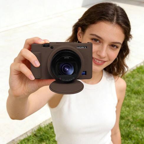 حافظة كاميرا لكاميرا Sony RX100 VII VI V IV III الرقمية، غطاء واقٍ من السيليكون الناعم مع غطاء عدسة قابل للإزالة، ملحقات كاميرا مقاومة للخدش (بني) in Kuwait