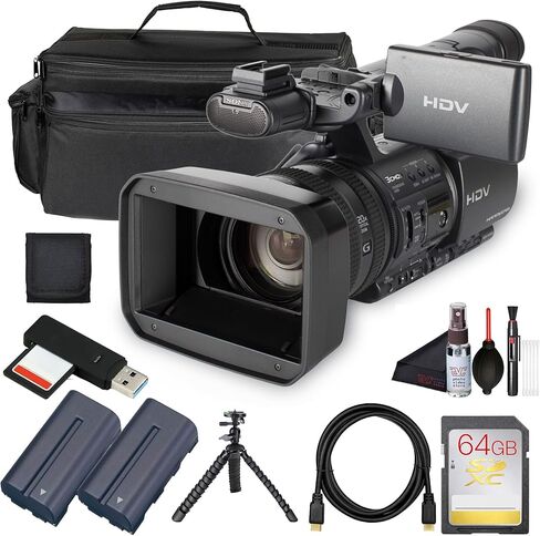 Sony HDR-FX1000E PAL HDV Handycam Camcorder Bundle, 3-CMOS HD Video, 20x Optical Zoom, Pro Controls for Events & Documentary Filming | Includes Case, LED Light, Filter Kit, Battery in Kuwait