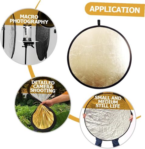 60cm Foldable Photography Light Modifier 2-in-1 Silver Gold Disc Light Reflector and Diffuser Portable Outdoor Photo Lighting Accessory for Studio and Portrait in Kuwait