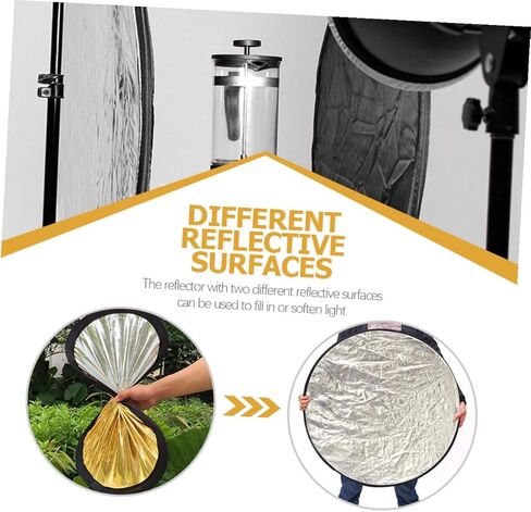 60cm Foldable Photography Light Modifier 2-in-1 Silver Gold Disc Light Reflector and Diffuser Portable Outdoor Photo Lighting Accessory for Studio and Portrait in Kuwait