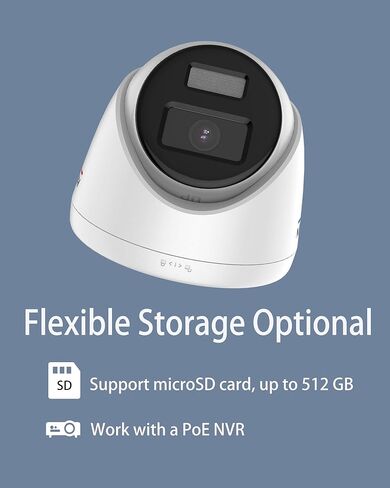 كاميرا DS-2CD1347G2-LUF 4MP Color Vu PoE IP Turret مع ميكروفون، اكتشاف الإنسان والمركبة، تصوير ملون 24/7، مقاومة للماء IP67، MicroSD 512 جيجابايت (غير متضمنة)، Hikconnect متوافق، إصدار عالمي in Kuwait