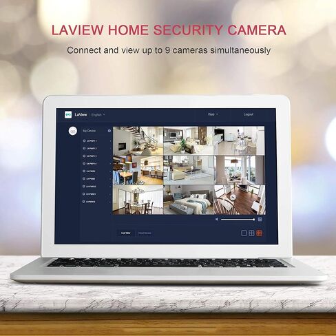 كاميرا LaView للأمن الداخلي وكاميرا تعمل بالطاقة الشمسية بزاوية 360 درجة تعمل بالطاقة الشمسية في الهواء الطلق، كاميرات لأمن المنزل، متوافقة مع Alexa in Kuwait
