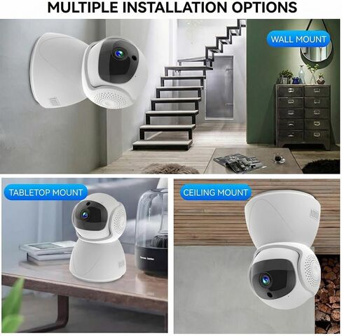 Indoor Security Camera, 1080P HD, 360°Motion Detection, Color Night Vision, 1-Way Audio Siren, Cloud/SD Storage, 2.4G WiFi in Kuwait