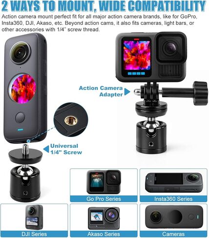حامل تثبيت بمشبك كاميرا ألومنيوم UTV يناسب GoPro Hero 13 12 11 10 9 8 7 6 5 4 3 DJI Osmo Arlo Akaso EK7000 Insta360 Cams، مشابك شريط لف 1-2 بوصة لـ SXS Polaris Ranger Can-Am CF Moto in Kuwait