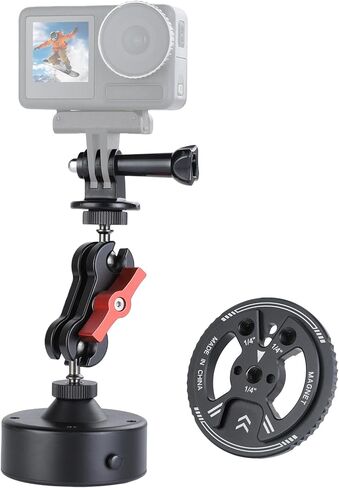 حامل كأس شفط UTEBIT لحامل Gopro للسيارة، حامل كأس شفط لكاميرا الحركة مع ذراع سحري برأس كروي، نافذة السيارة قابلة للتعديل 360 درجة والزجاج الأمامي، حامل هاتف السيارة المغناطيسي الكهربائي، أسود in Kuwait
