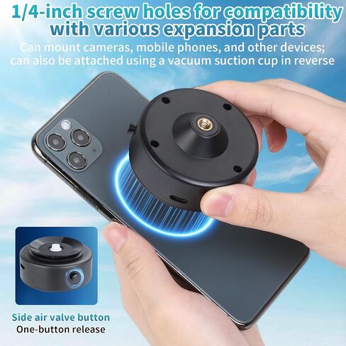 حامل كأس شفط UTEBIT لحامل Gopro للسيارة، حامل كأس شفط لكاميرا الحركة مع ذراع سحري برأس كروي، نافذة السيارة قابلة للتعديل 360 درجة والزجاج الأمامي، حامل هاتف السيارة المغناطيسي الكهربائي، أسود in Kuwait