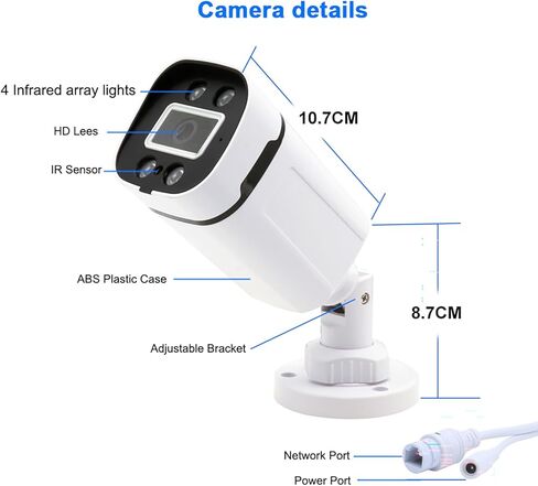 8MP 4K POE IP Security Camera Bullet Surveillance Onvif Camera Waterproof Outdoor Indoo AI Human Detection,Color/IR Night Vision 110° Wide Angle 2.8mm Lens,Built-in Mic,Need Works with PoE NVR in Kuwait