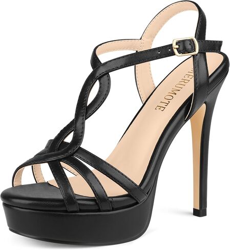 MERUMOTE Platform Stilettos 5" High Heels Peep Toe Sandals for Women Party Prom Shoes in Kuwait