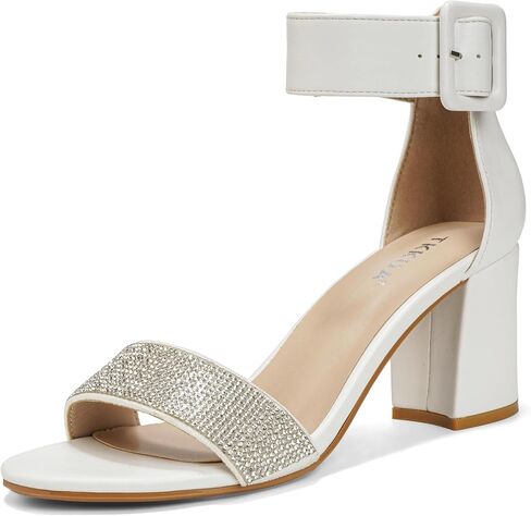 Women's One Strap High Heel Sandals, Rhinestone Strap, Open Toe Block Heel Wedding Party Sandals in Saudi Arabia
