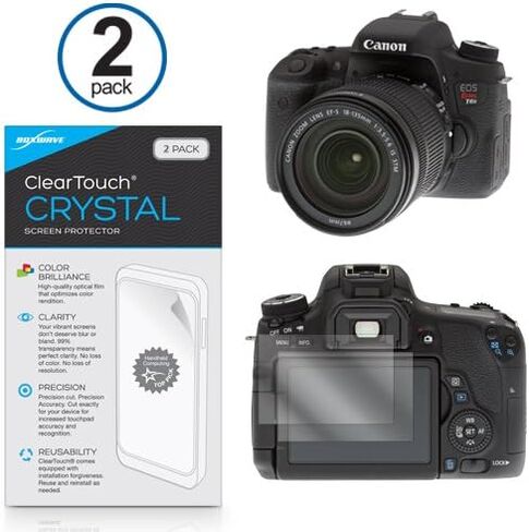 واقي شاشة BoxWave متوافق مع Canon EOS Rebel T6s - ClearTouch Crystal (عبوتان)، غلاف فيلم عالي الدقة - يحمي من الخدوش in Kuwait