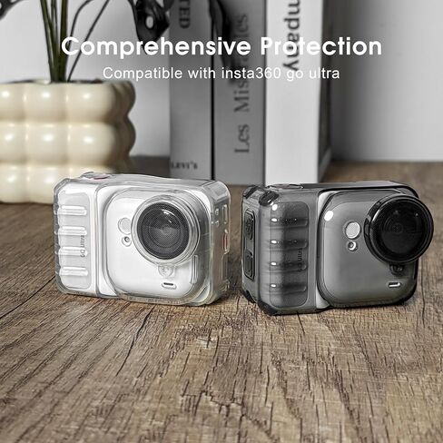غطاء حماية STARTRC VCR لجهاز Insta 360 Go Ultra من الملحقات المقاومة للصدمات والخدش وقابل للغسل، غطاء شفاف مضاد للانزلاق، حماية ضد الغبار من أجل Go Ultra مع غطاء عدسة وحبل أسود in Kuwait