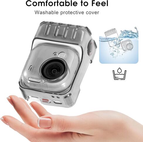 غطاء حماية STARTRC VCR لجهاز Insta 360 Go Ultra من الملحقات المقاومة للصدمات والخدش وقابل للغسل، غطاء شفاف مضاد للانزلاق، حماية ضد الغبار من أجل Go Ultra مع غطاء عدسة وحبل أسود in Kuwait