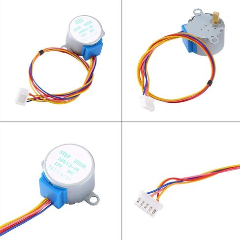 محرك متدرج، محرك متدرج 12 فولت 4 مراحل 28BYJ-48-12V، 5 أسلاك، شريحة ULN2003، ترس الصمام، تخفيض، مشروع DIY، محركات كهربائية in Kuwait